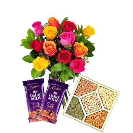 12-mixed-roses-500-grams-dryfruit-cadbury-silk-combo