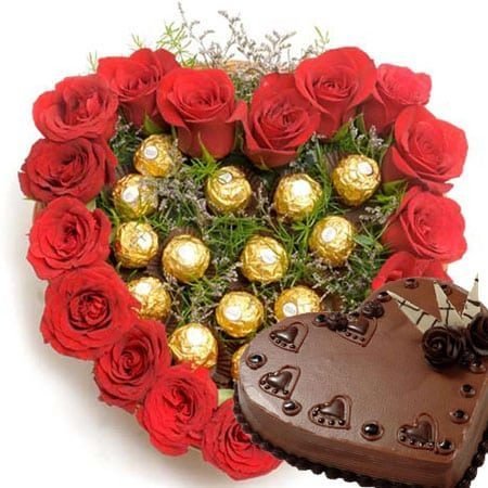 16-roses-with-16pc-ferrero-arrangement-heart-cake