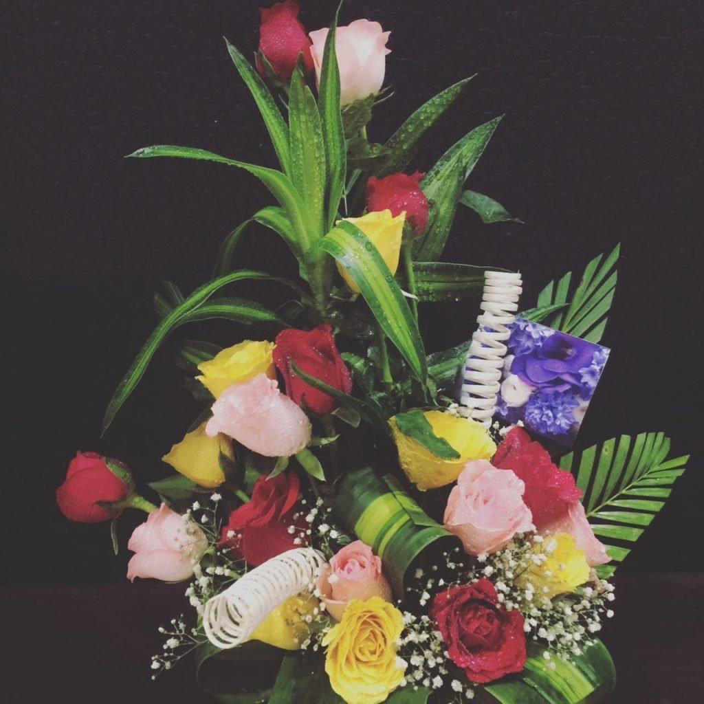 Mixed Roses Flower Basket