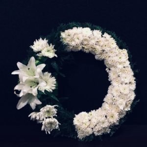 White Chrysanthemum Lily Wreath
