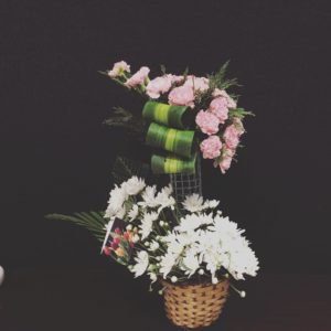 carnation chrysanthemum 2-tier arrangement